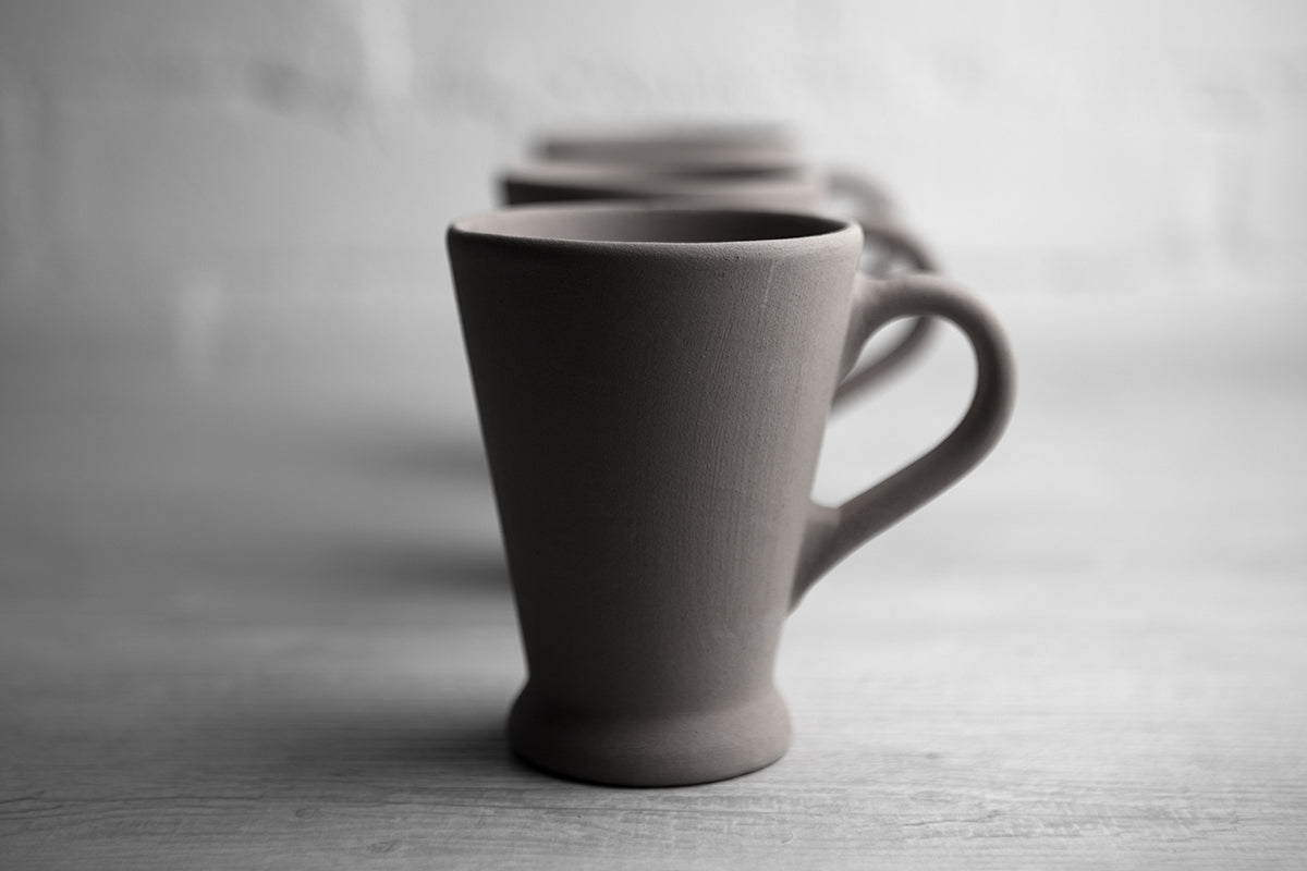 Black And White Polka Dot Spotty Handmade Hand Painted Ceramic Coffee Tea Latte Mug with Large Handle 8 oz - 220 ml
