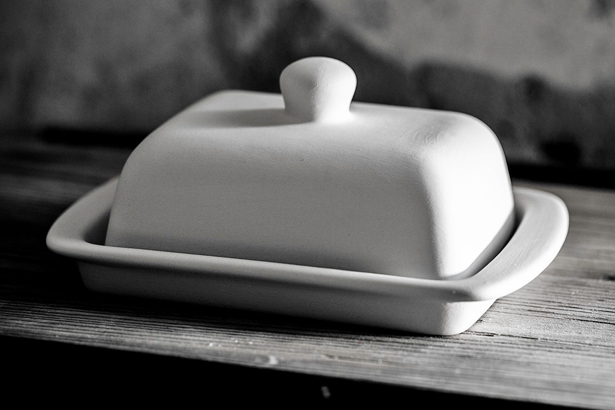 Black And White Polka Dot Spotty Handmade Hand Painted Ceramic Butter Dish With Lid
