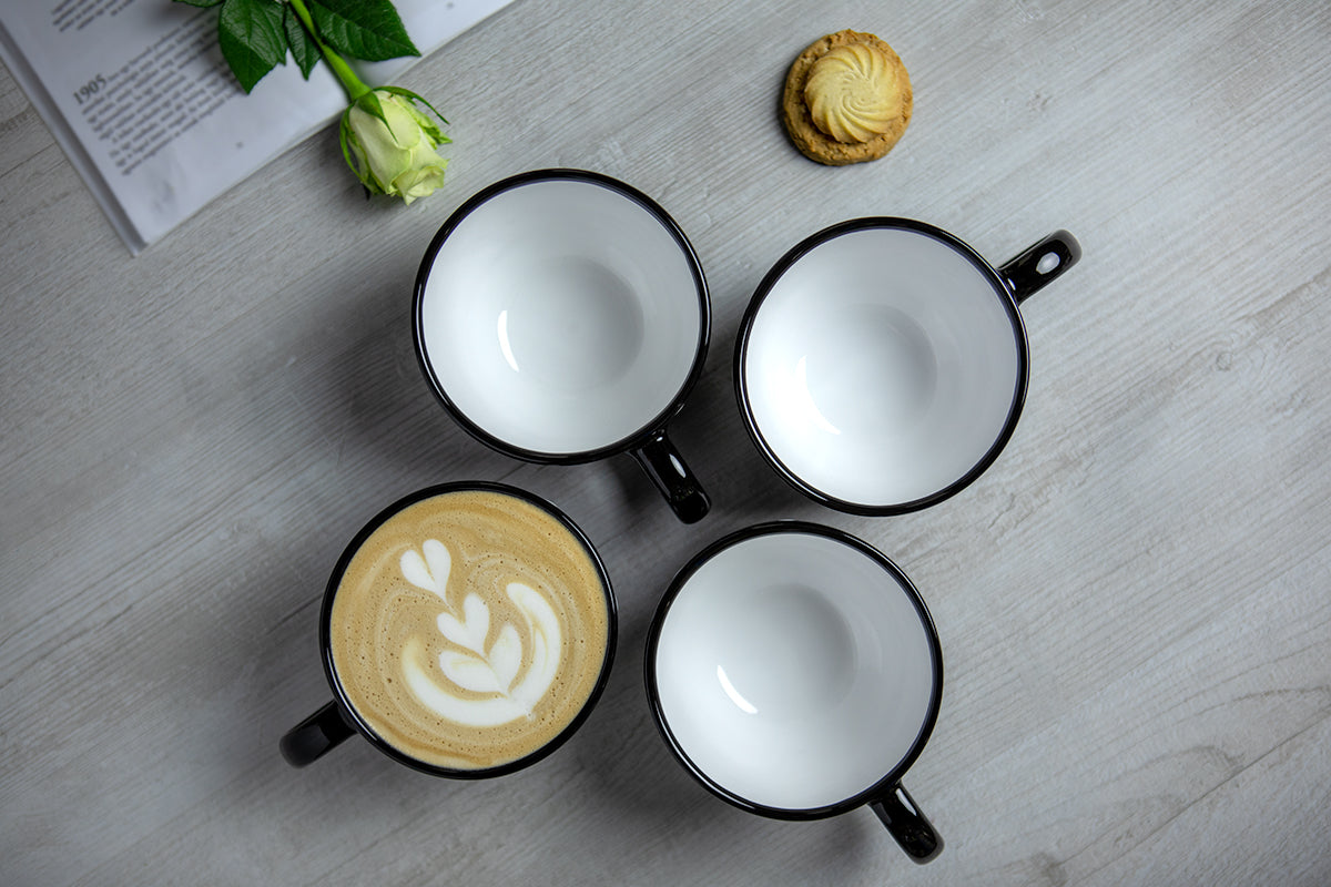 Black And White Polka Dot Spotty Handmade Hand Painted Ceramic Extra Large 17.5oz-500ml Cappuccino Coffee Tea Soup Mug Cup