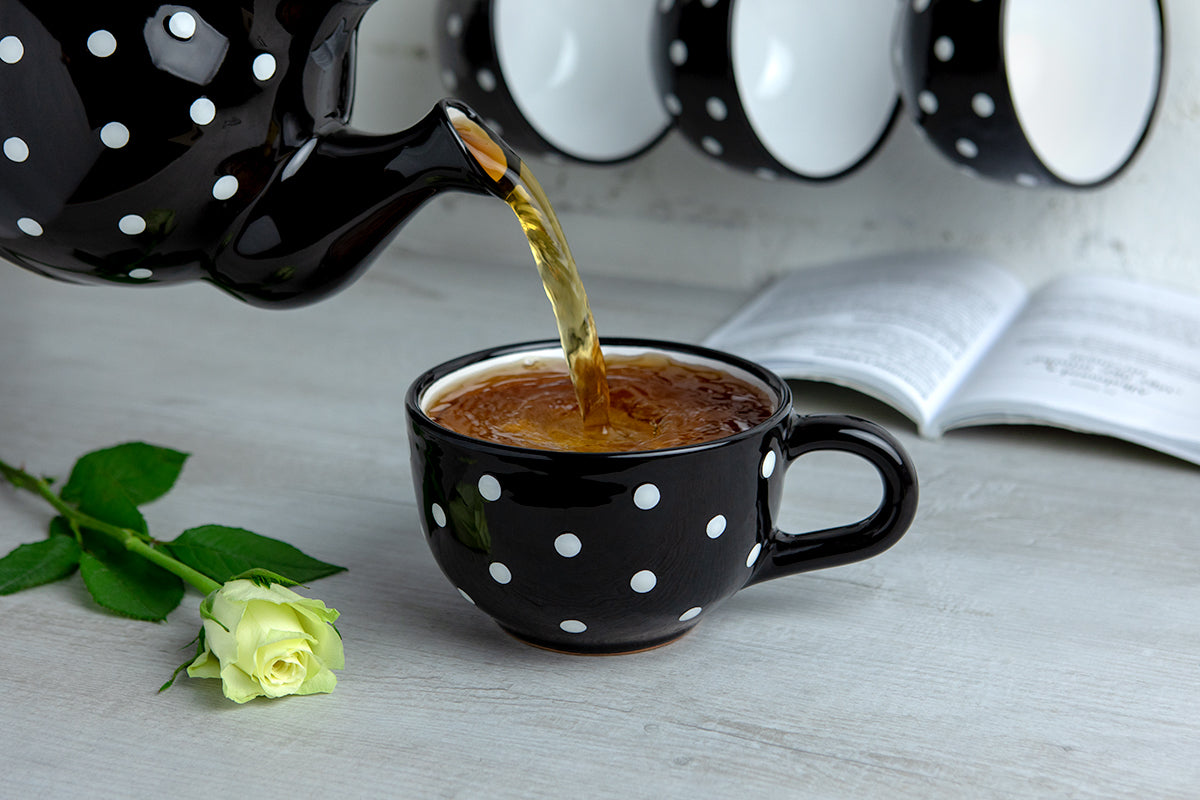 Black And White Polka Dot Spotty Handmade Hand Painted Ceramic Extra Large 17.5oz-500ml Cappuccino Coffee Tea Soup Mug Cup