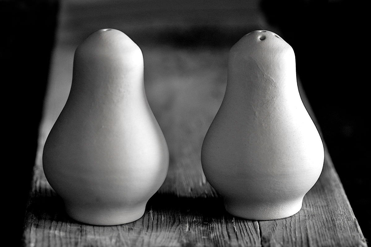 Black And White Polka Dot Spotty Handmade Hand Painted Ceramic Salt and Pepper Shaker Pot