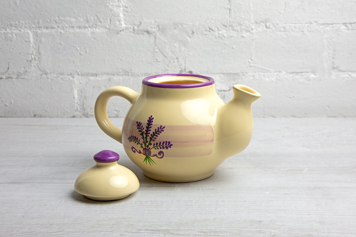 Lavender Floral Purple and Cream Pottery Handmade Hand Painted Ceramic 2-3 Cup Teapot 26 oz / 750ml