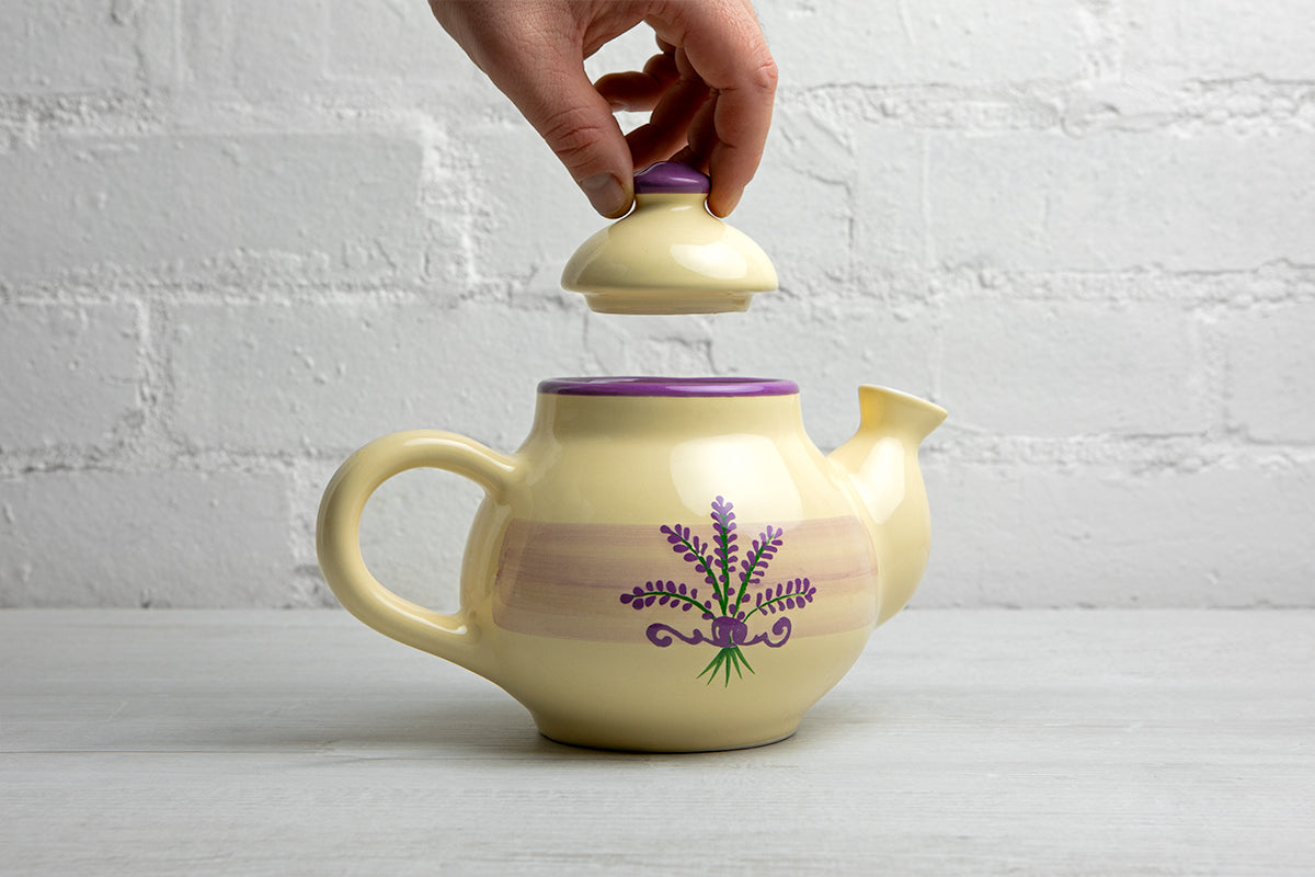 Lavender Floral Purple and Cream Pottery Handmade Hand Painted Ceramic 2-3 Cup Teapot 26 oz / 750ml