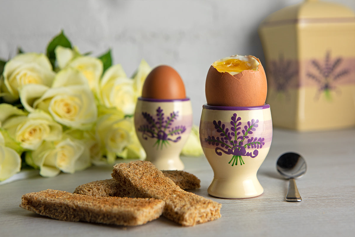 Lavender Pattern Purple And Cream Handmade Hand Painted Ceramic Kitchen Serving Storage Set of 10