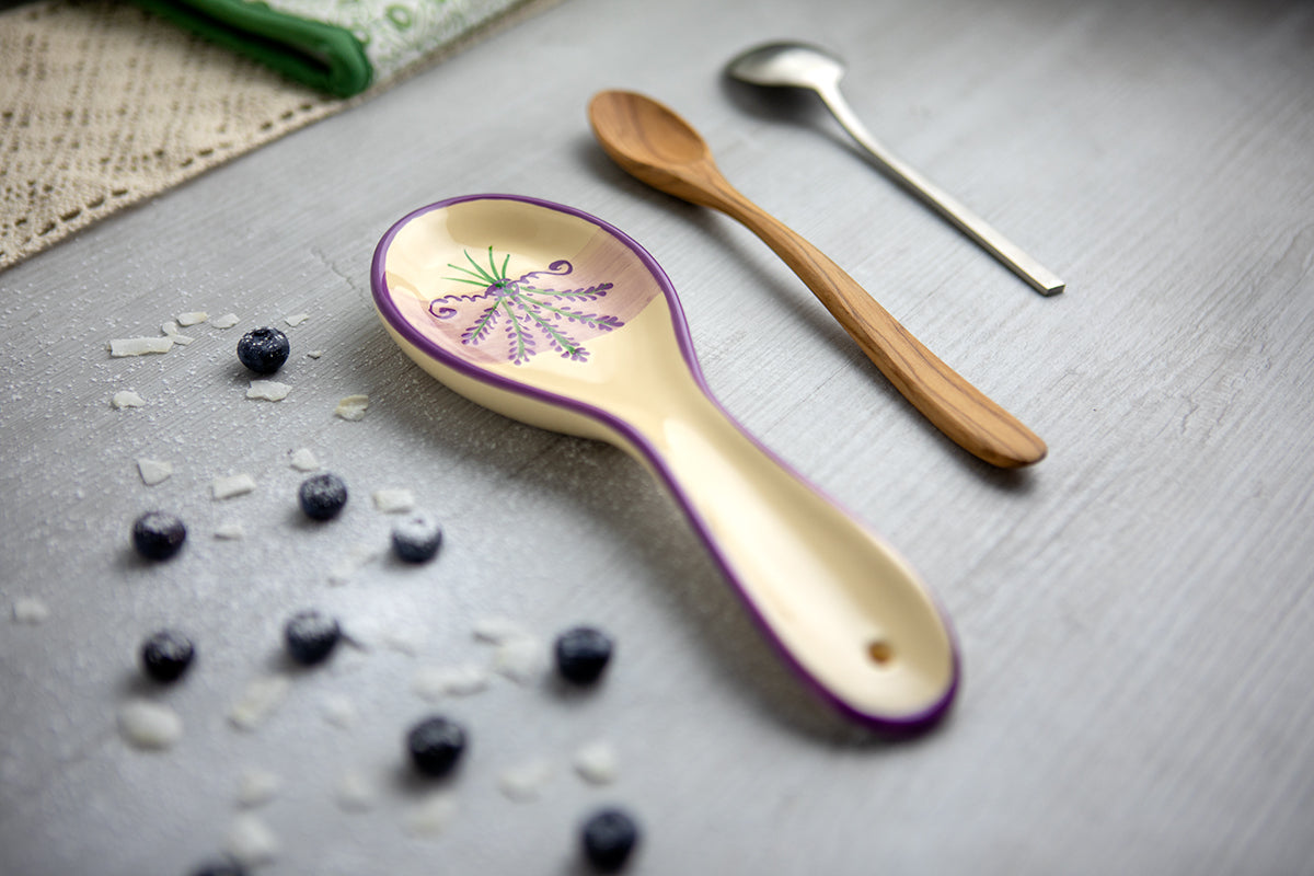 Lavender Pattern Purple And Cream Handmade Hand Painted Ceramic Kitchen Serving Storage Set of 10