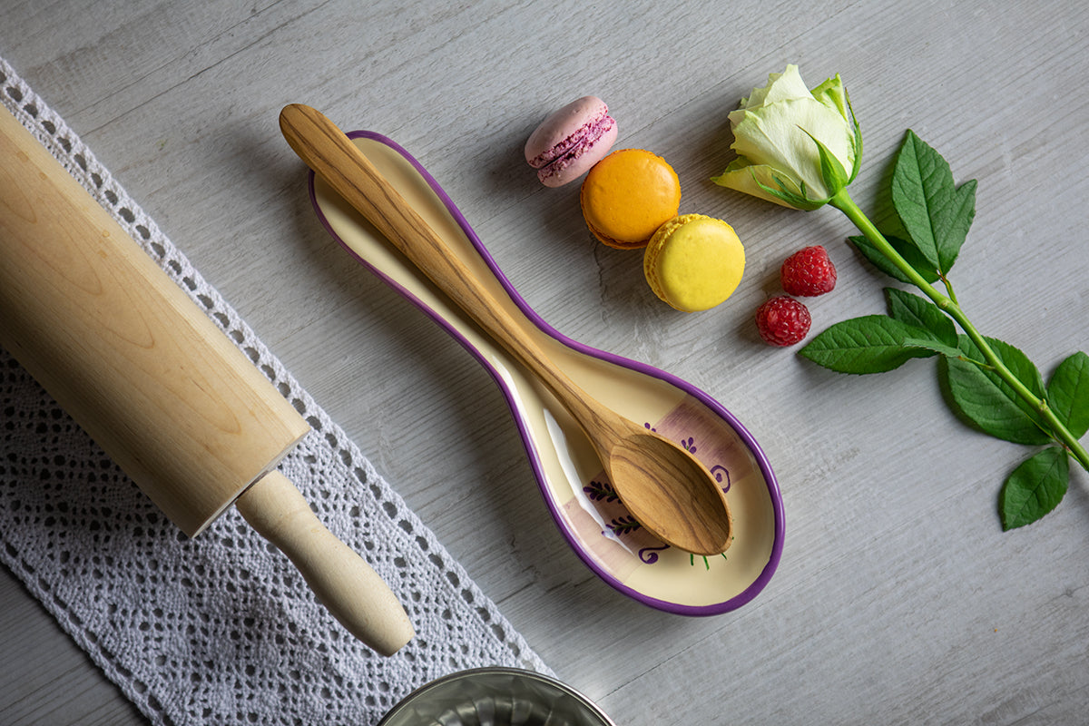 Lavender Pattern Purple And Cream Handmade Hand Painted Ceramic Kitchen Serving Storage Set of 10