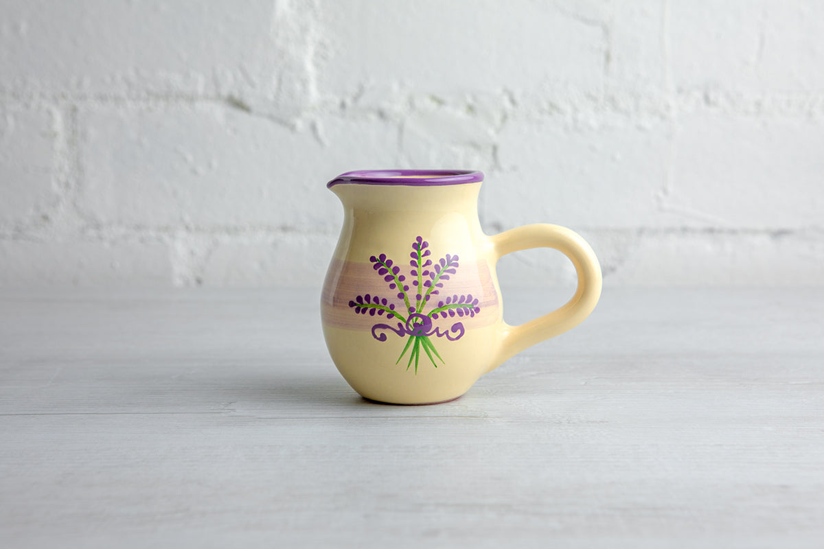 Lavender Pattern Purple And Cream Handmade Hand Painted Ceramic Milk Jug