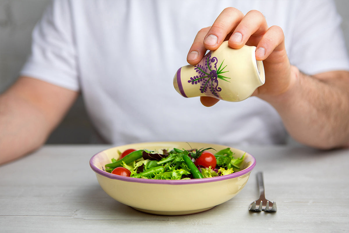 Lavender Pattern Purple And Cream Handmade Hand Painted Ceramic Salt and Pepper Shaker Pot