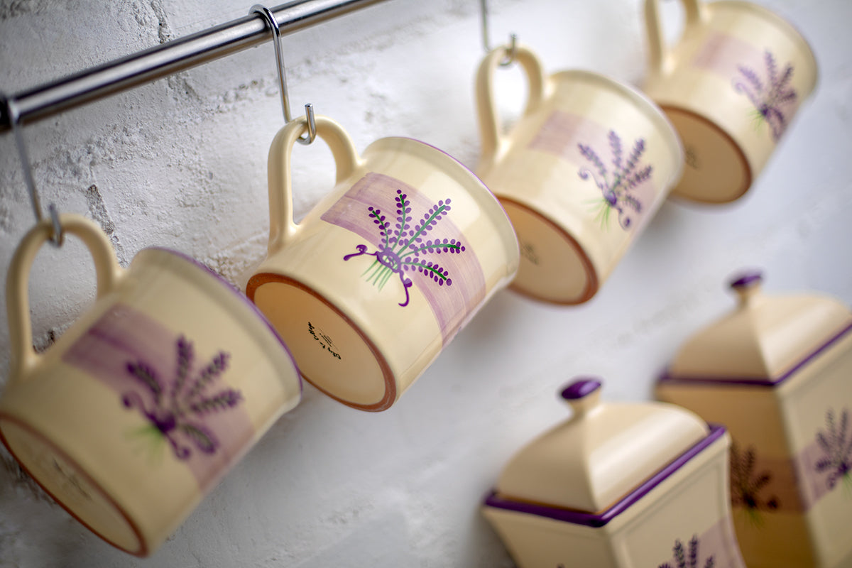 Lavender Pattern Purple And Cream Handmade Hand Painted Ceramic Extra Large 17.5oz-500ml Hot Chocolate Coffee Tea Mug