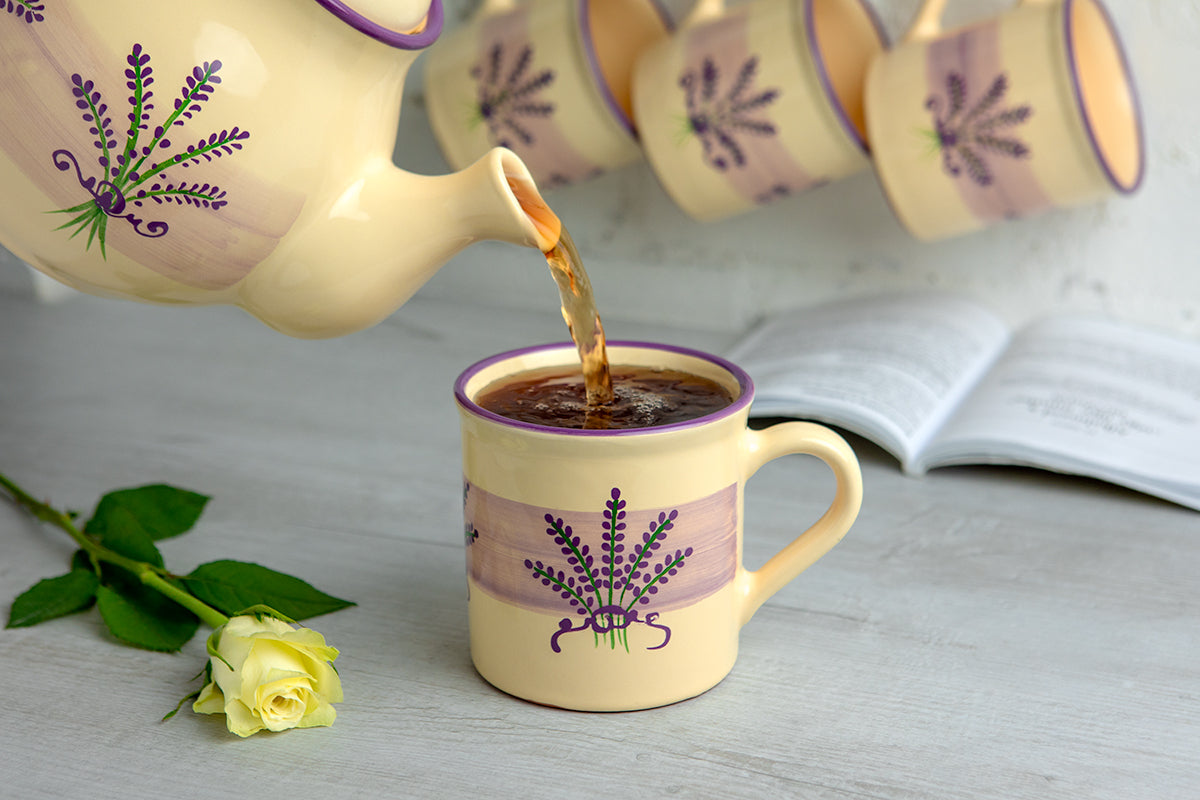 Lavender Pattern Purple And Cream Handmade Hand Painted Ceramic Extra Large 17.5oz-500ml Hot Chocolate Coffee Tea Mug