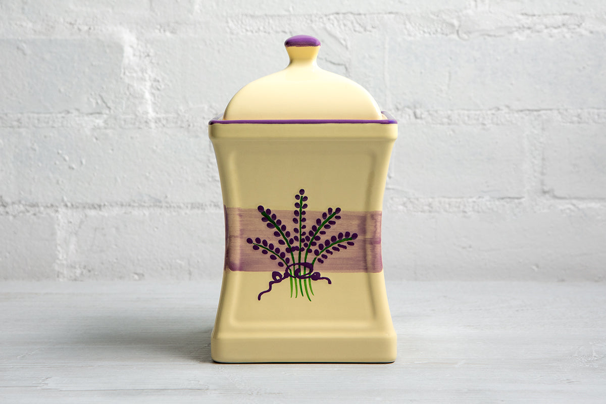 Lavender Pattern Purple And Cream Handmade Hand Painted Large Ceramic Kitchen Storage Jar