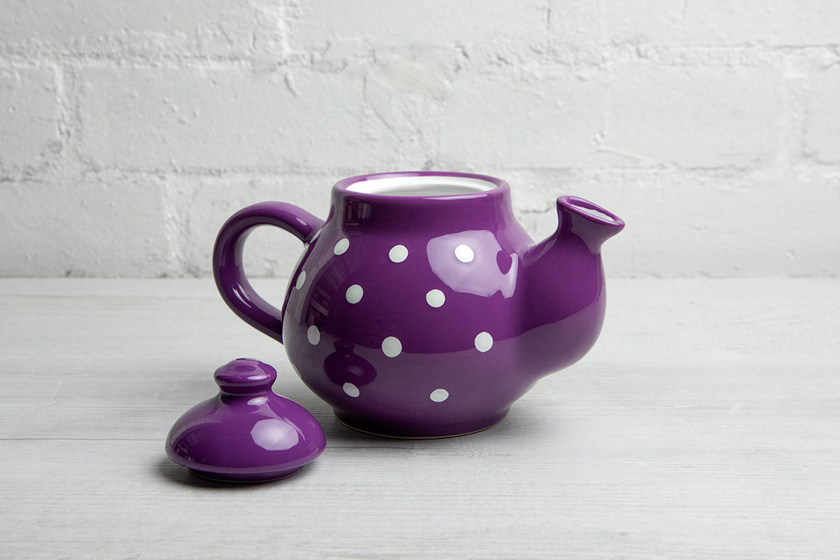 Purple and White Polka Dot Pottery Handmade Hand Painted Ceramic 2-3 Cup Teapot 26 oz / 750ml