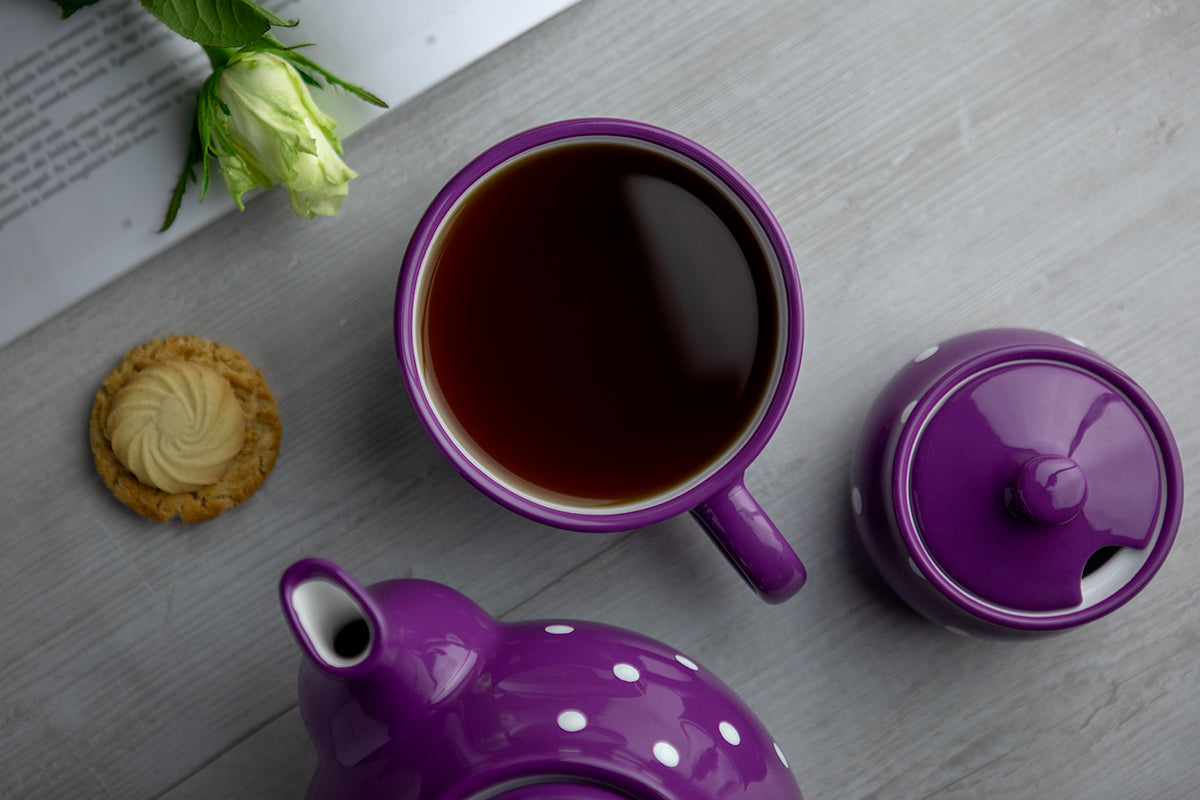 Purple And White Polka Dot Spotty Handmade Hand Painted Ceramic Extra Large 17.5oz-500ml Cappuccino Coffee Tea Soup Mug Cup