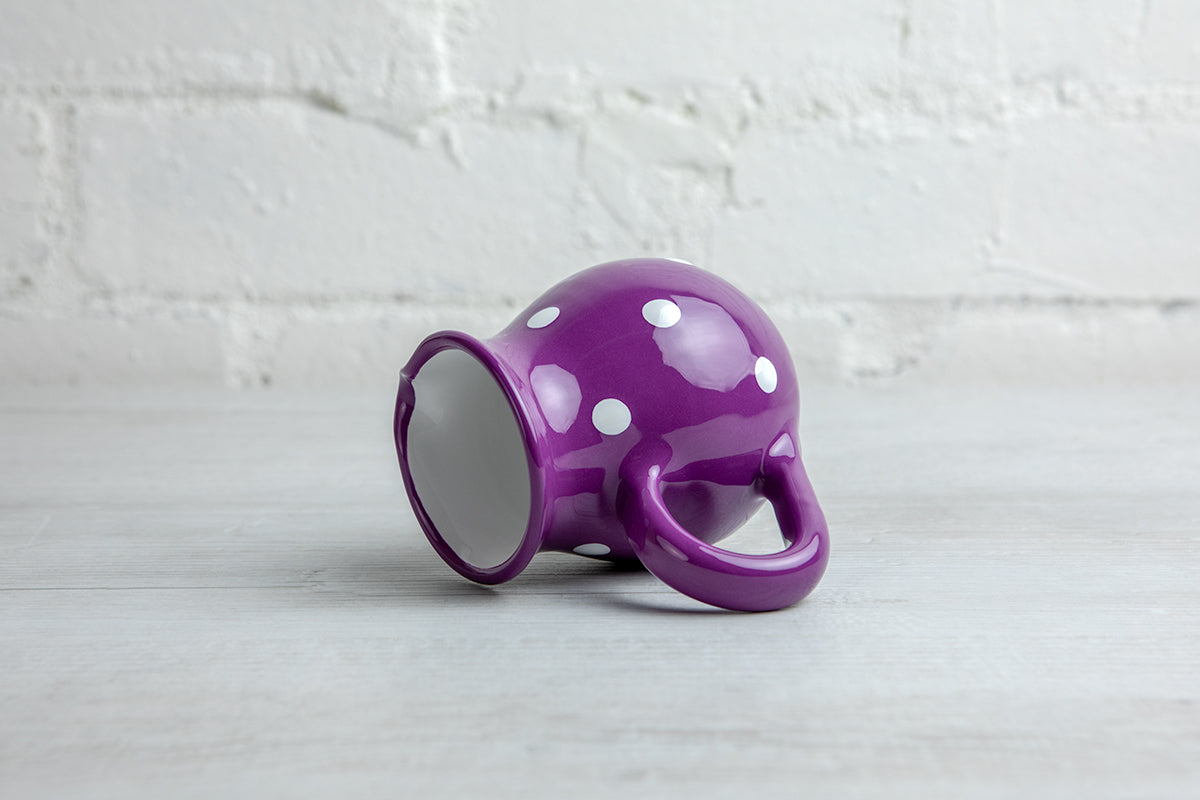 Purple And White Polka Dot Spotty Handmade Hand Painted Ceramic Milk Jug