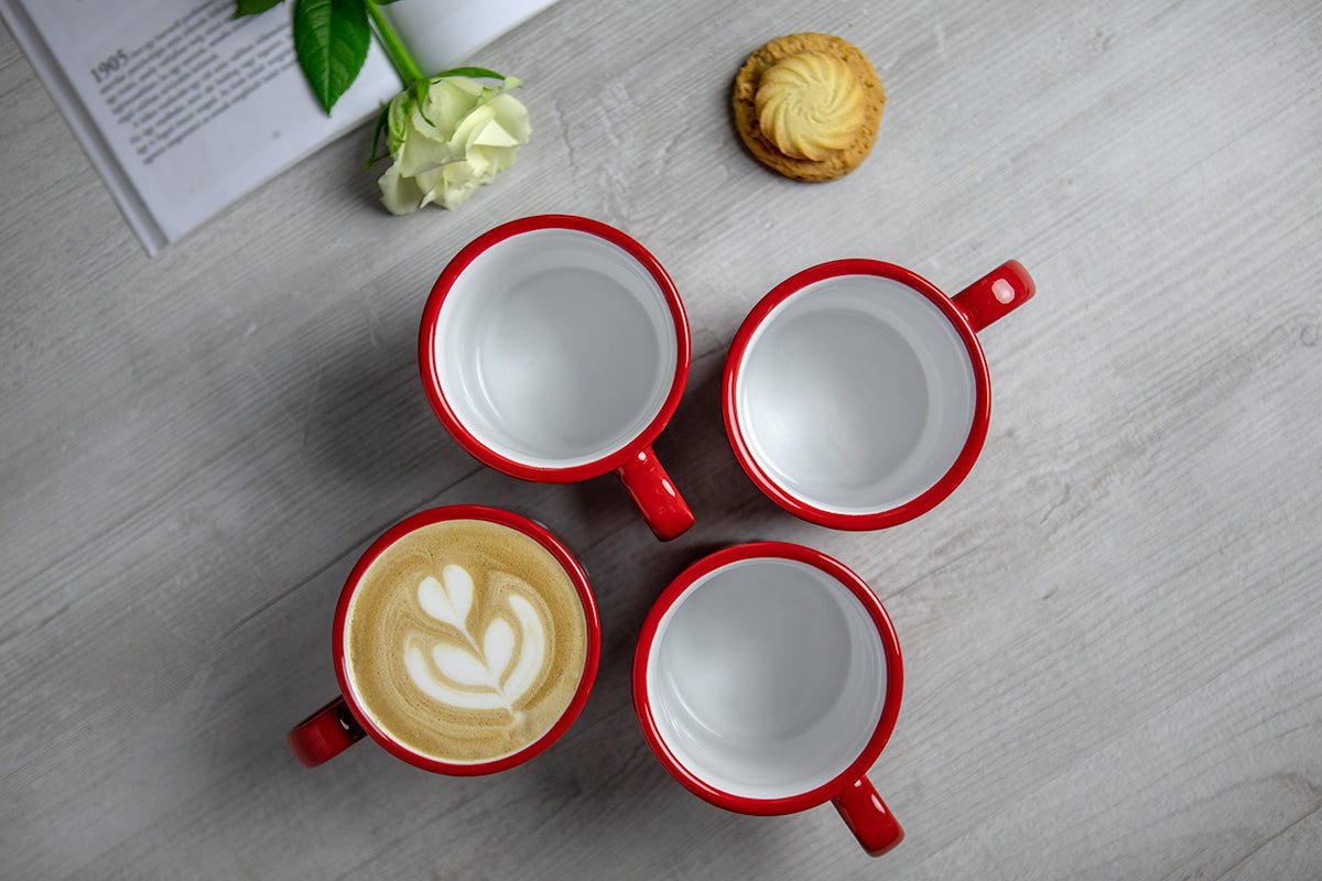 Red And White Polka Dot Spotty Handmade Hand Painted Ceramic Extra Large 17.5oz-500ml Hot Chocolate Coffee Tea Mug