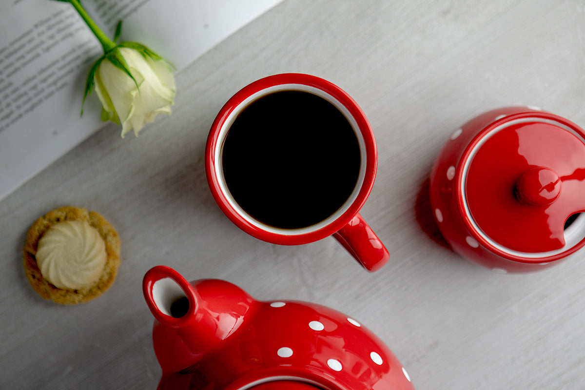 Red And White Polka Dot Spotty Handmade Hand Painted Ceramic Extra Large 17.5oz-500ml Hot Chocolate Coffee Tea Mug