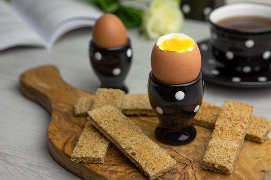 Black And White Polka Dot Spotty Handmade Egg Cup Holder Set of 2