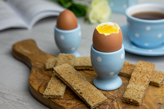 Light Sky Blue And White Polka Dot Spotty Handmade Egg Cup Holder Set of 2