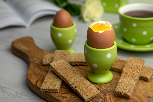 Lime Green And White Polka Dot Spotty Handmade Egg Cup Holder Set of 2