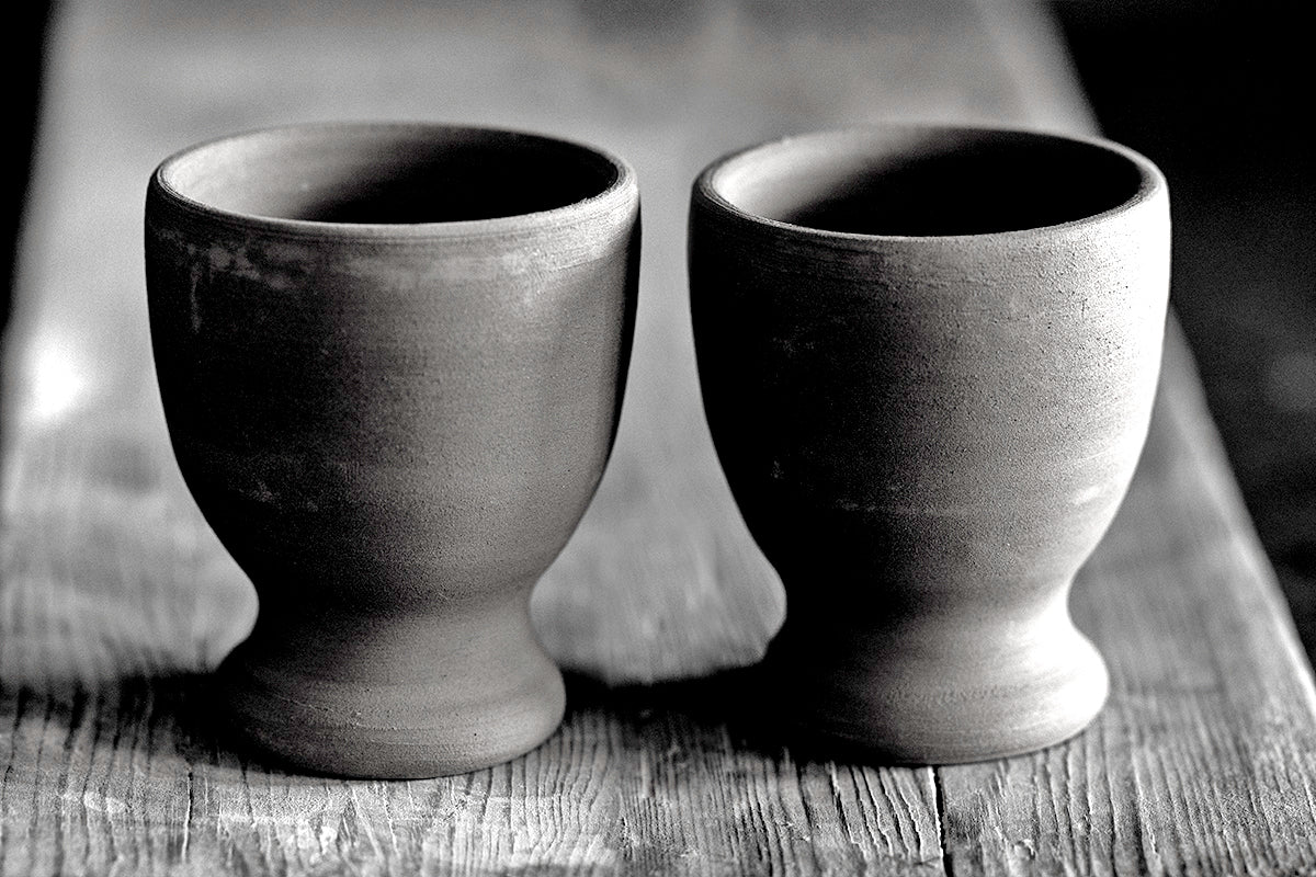 Dark Navy Blue Striped Handmade Egg Cup Holder Set of 2