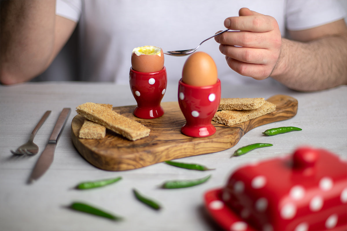 Red And White Polka Dot Spotty Handmade Egg Cup Holder Set of 2