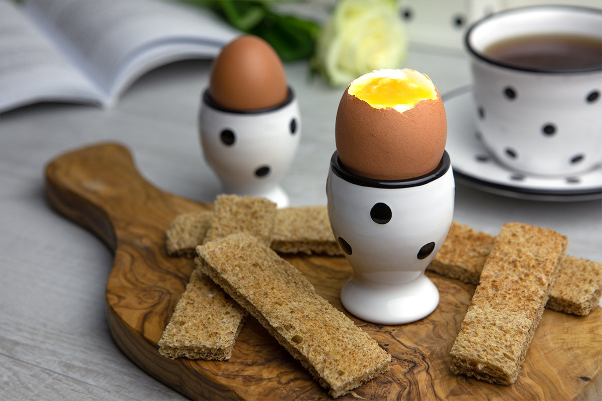 White And Black Polka Dot Spotty Handmade Egg Cup Holder Set of 2