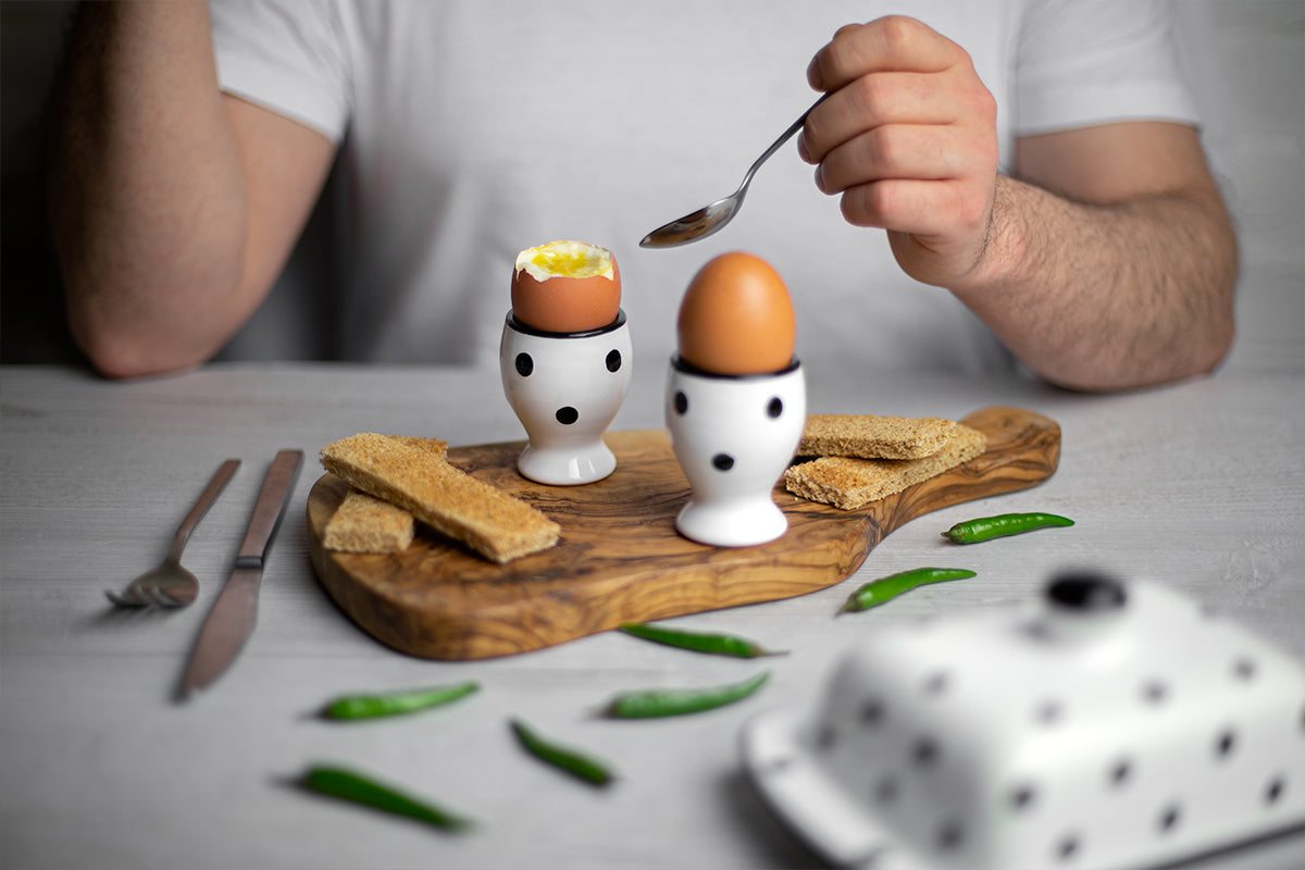 White And Black Polka Dot Spotty Handmade Egg Cup Holder Set of 2