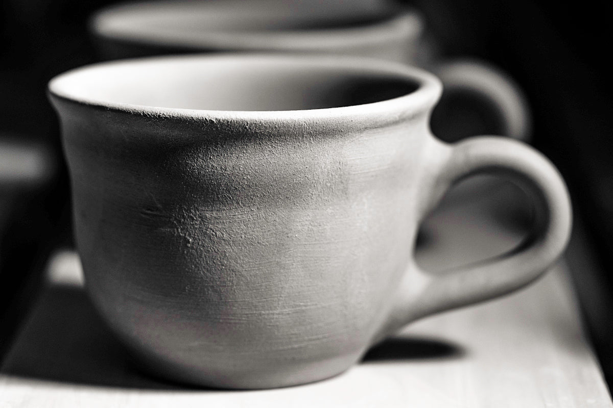 Light Sky Blue And White Polka Dot Spotty Handmade Hand Painted Large Unique Ceramic 12oz-350ml Cappuccino Coffee Tea Cup with Saucer
