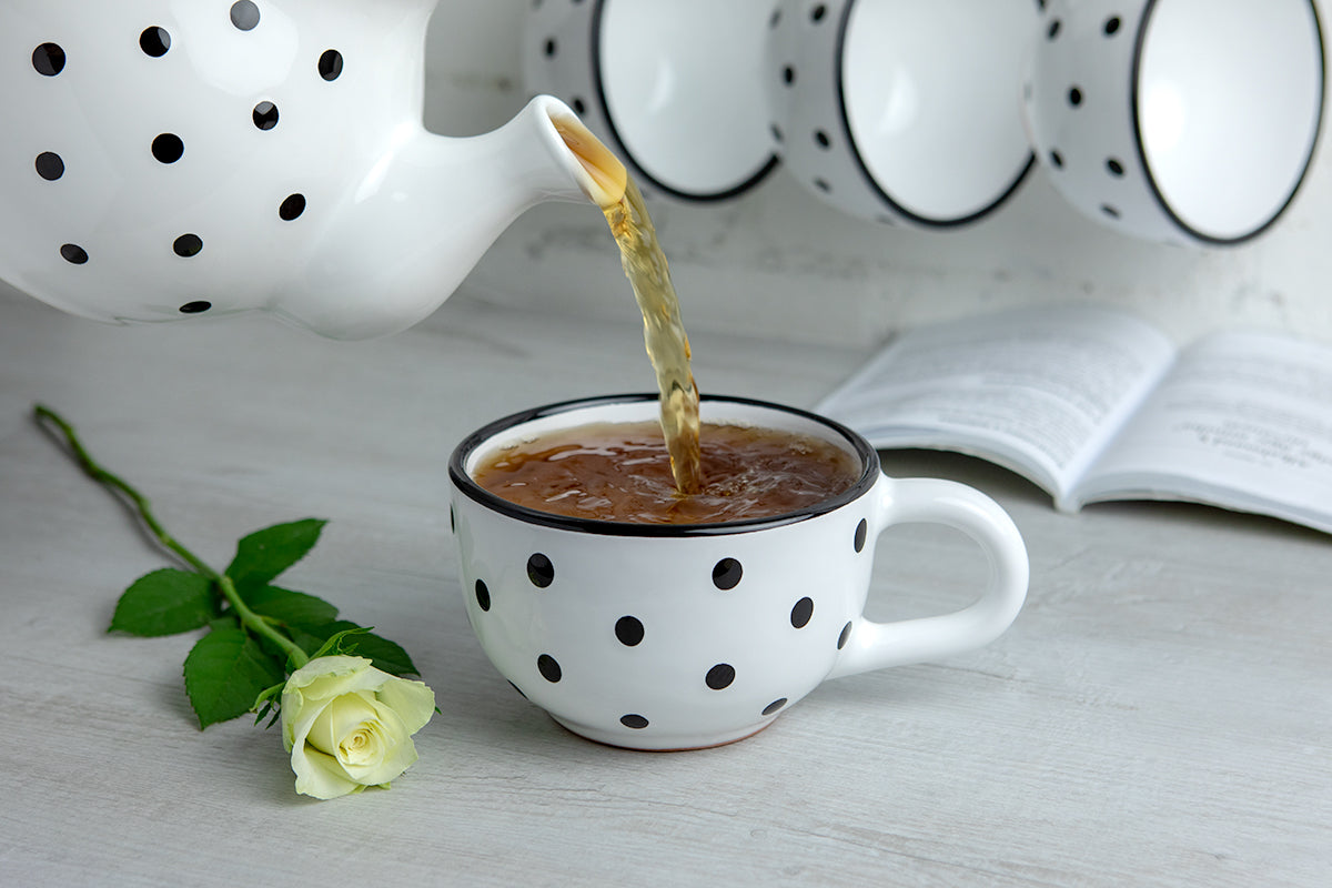 White And Black Polka Dot Spotty Handmade Hand Painted Ceramic Extra Large 17.5oz-500ml Cappuccino Coffee Tea Soup Mug Cup