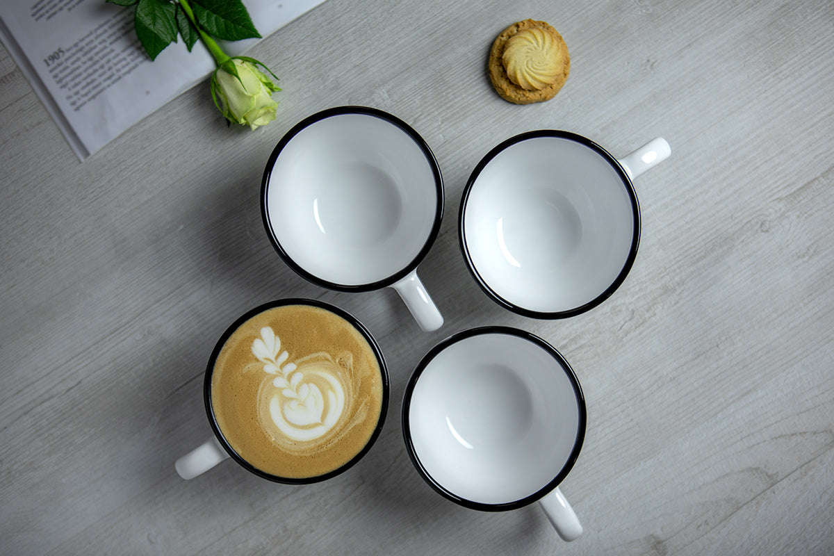 White And Black Polka Dot Spotty Handmade Hand Painted Ceramic Extra Large 17.5oz-500ml Cappuccino Coffee Tea Soup Mug Cup