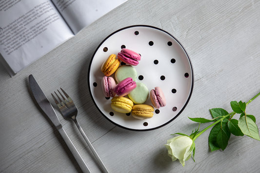 White And Black Polka Dot Spotty Handmade Hand Painted Glazed Ceramic Side Dessert Plate