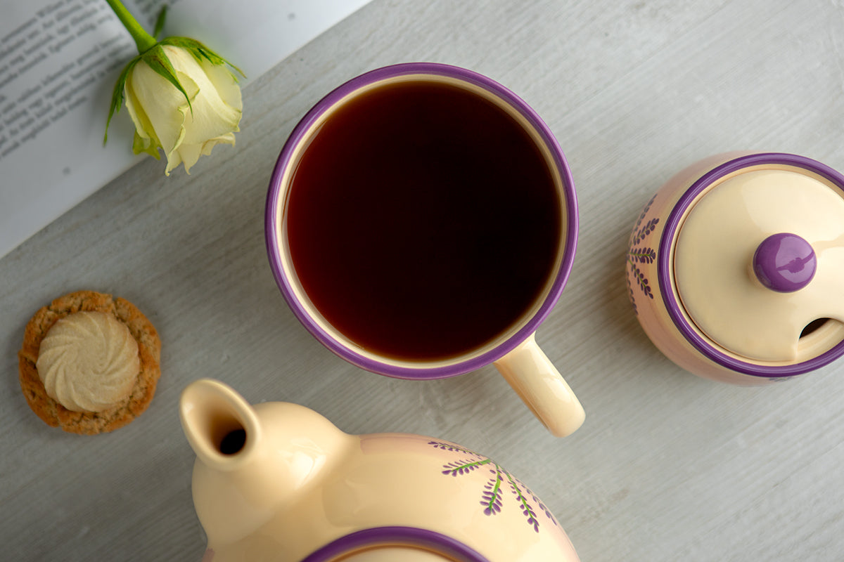 Lavender Pattern Purple And Cream Handmade Hand Painted Ceramic Extra Large 17.5oz-500ml Cappuccino Coffee Tea Soup Mug Cup