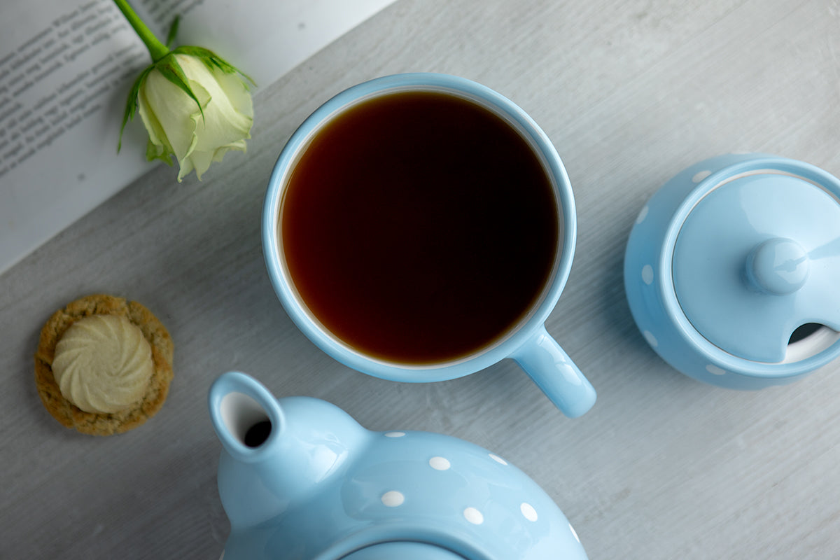Light Sky Blue And White Polka Dot Spotty Handmade Hand Painted Ceramic Extra Large 17.5oz-500ml Cappuccino Coffee Tea Soup Mug Cup