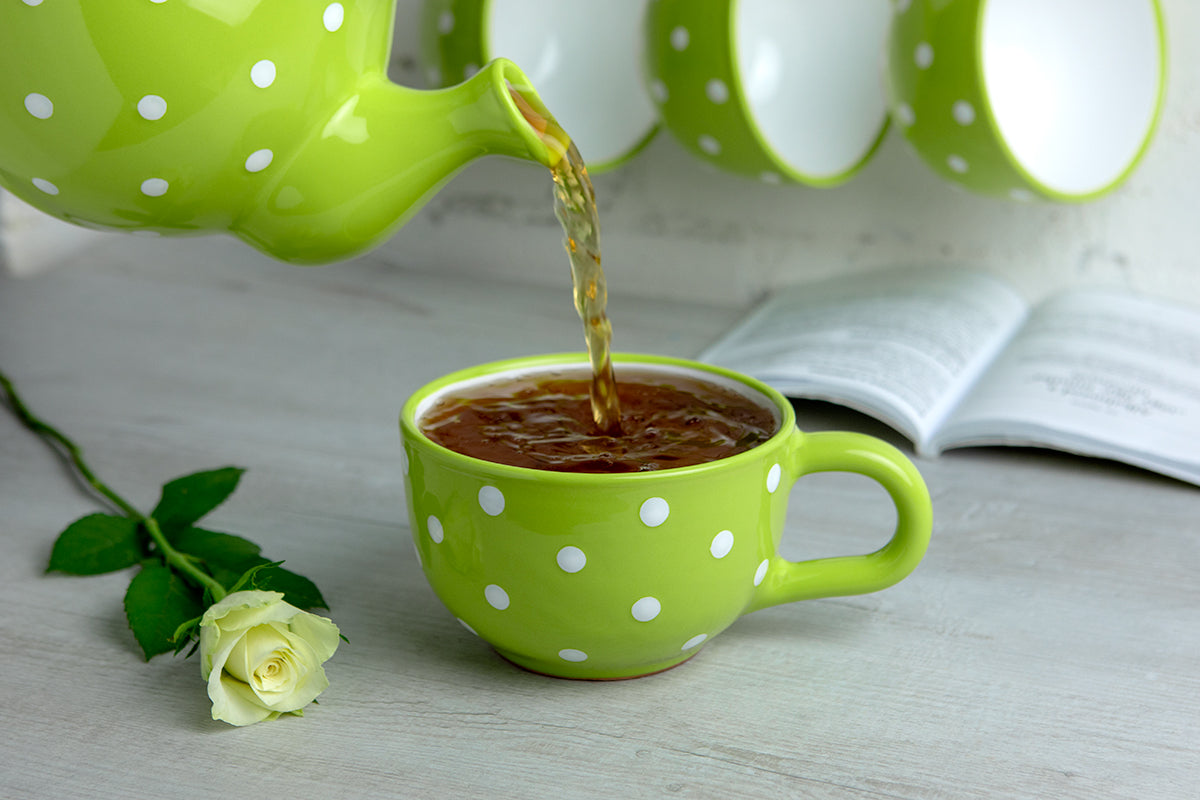 Lime Green and White Polka Dot Spotty Handmade Hand Painted Ceramic Extra Large 17.5oz-500ml Cappuccino Coffee Tea Soup Mug Cup
