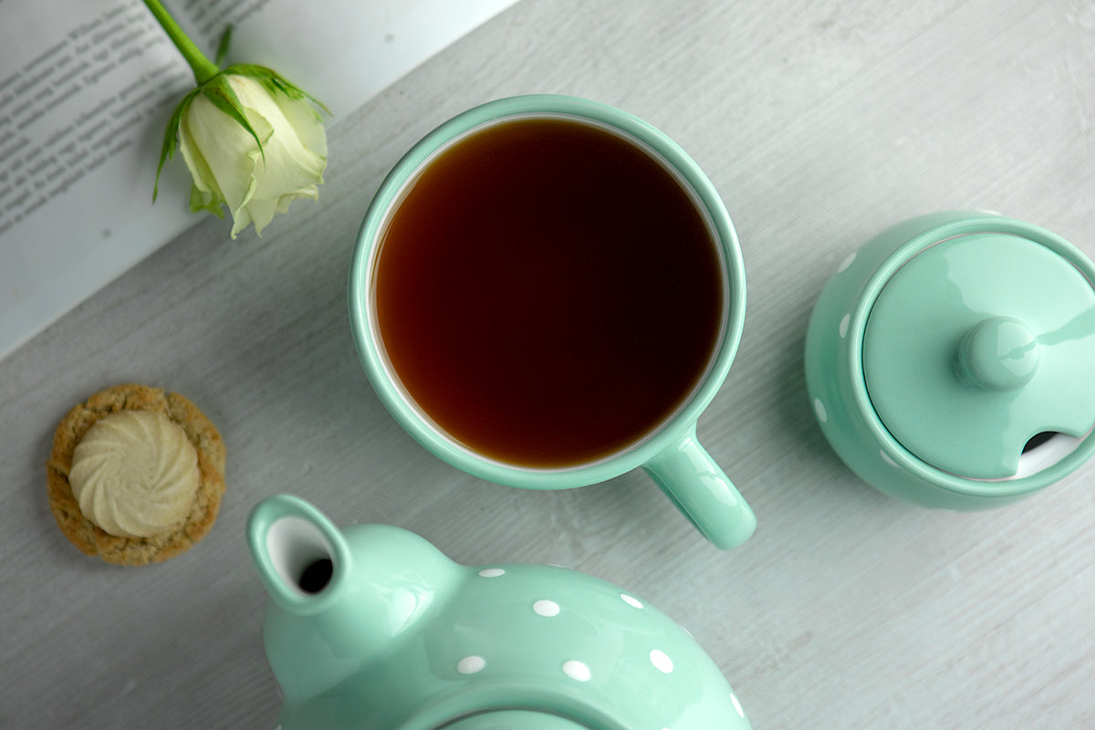 Teal Blue And White Polka Dot Spotty Handmade Hand Painted Ceramic Extra Large 17.5oz-500ml Cappuccino Coffee Tea Soup Mug Cup