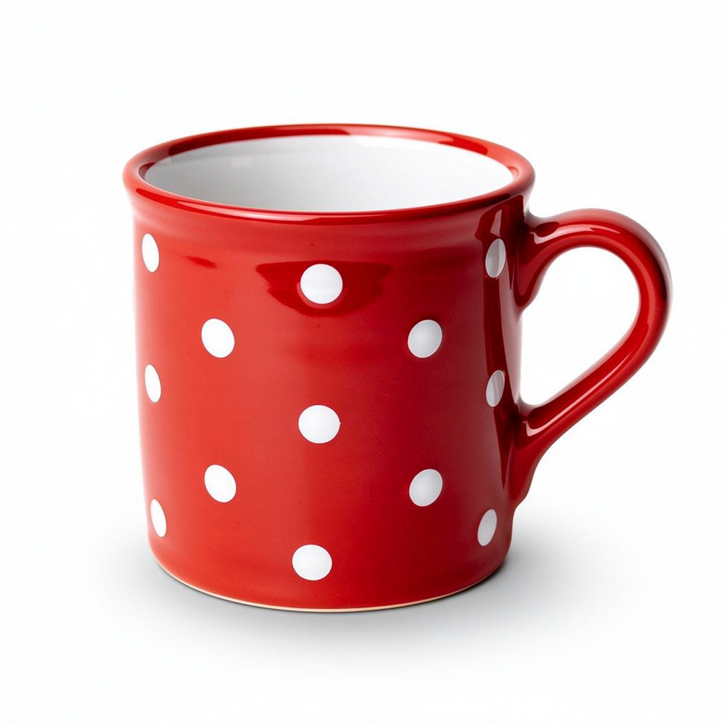 Red And White Polka Dot Spotty Handmade Hand Painted Ceramic Extra Large 17.5oz-500ml Hot Chocolate Coffee Tea Mug