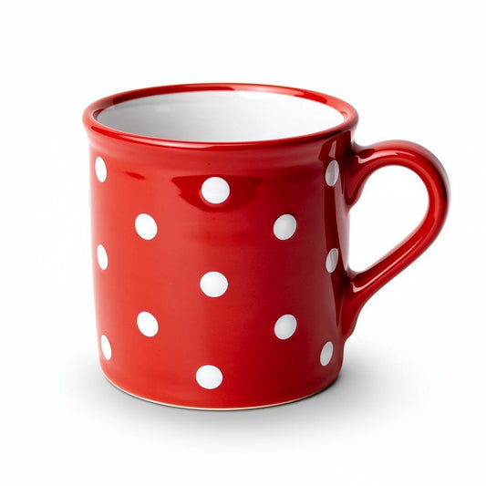 Red And White Polka Dot Spotty Handmade Hand Painted Ceramic Extra Large 17.5oz-500ml Hot Chocolate Coffee Tea Mug