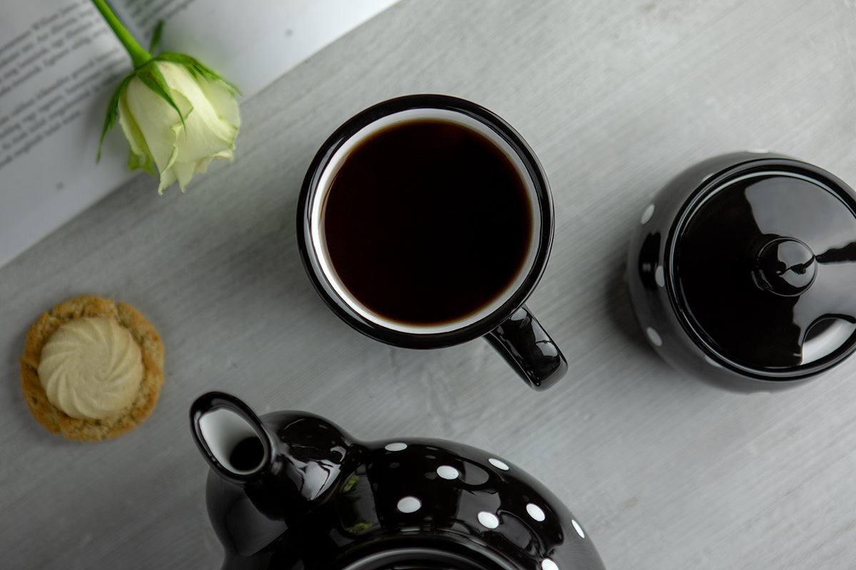 Black And White Polka Dot Spotty Handmade Hand Painted Ceramic Extra Large 17.5oz-500ml Hot Chocolate Coffee Tea Mug