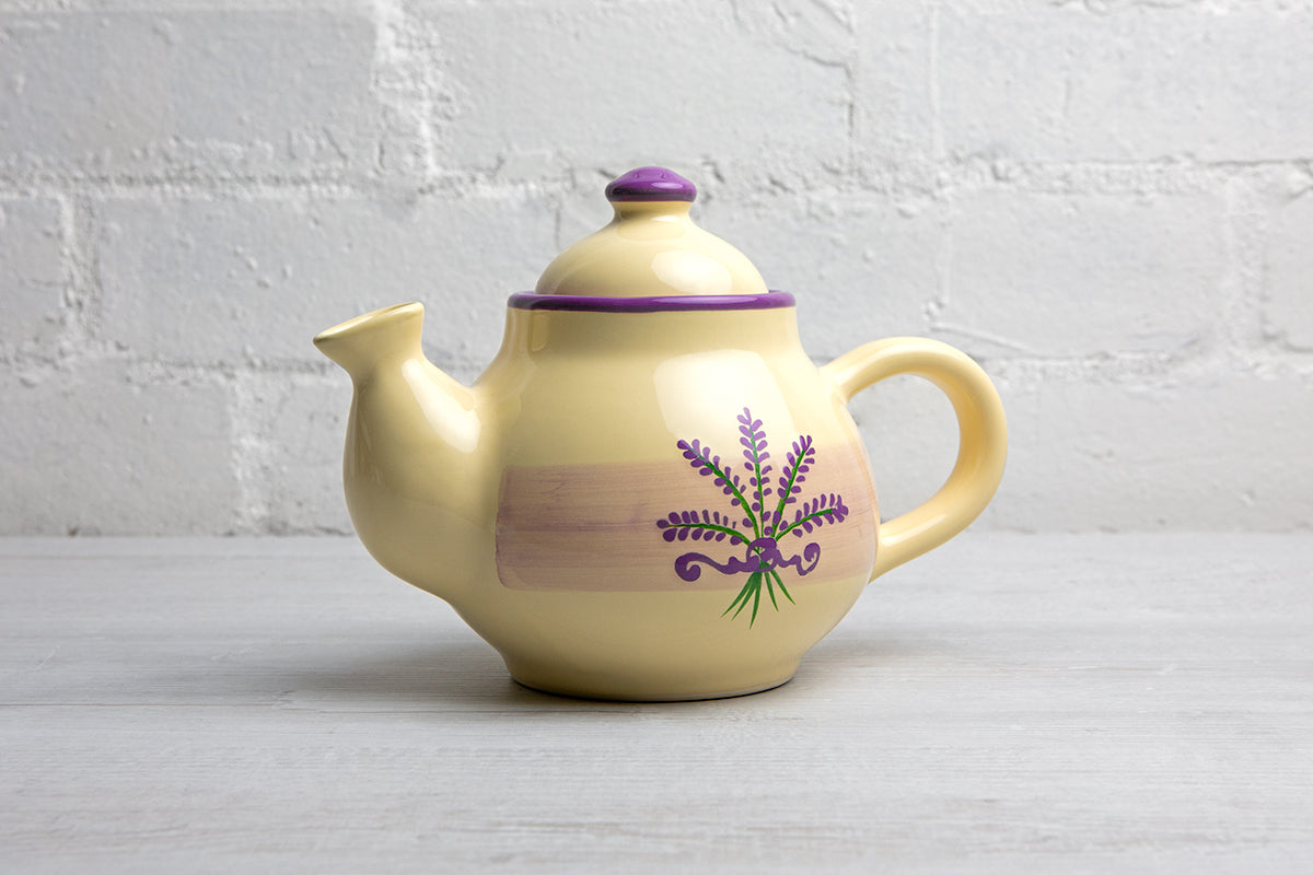 Lavender Floral Purple and Cream Pottery Handmade Hand Painted Ceramic 2-3 Cup Teapot 26 oz / 750ml