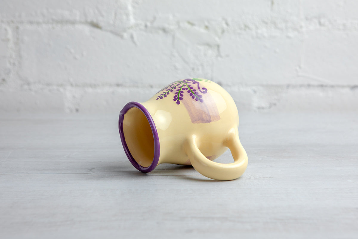 Lavender Pattern Purple And Cream Handmade Hand Painted Ceramic Milk Jug