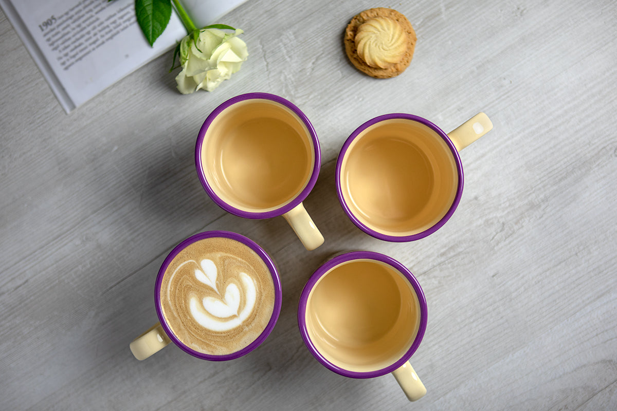 Lavender Pattern Purple And Cream Handmade Hand Painted Ceramic Extra Large 17.5oz-500ml Hot Chocolate Coffee Tea Mug