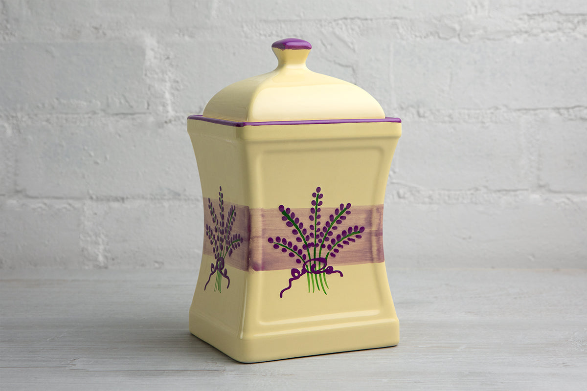 Lavender Pattern Purple And Cream Handmade Hand Painted Large Ceramic Kitchen Storage Jar