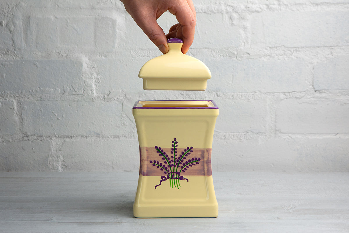 Lavender Pattern Purple And Cream Handmade Hand Painted Large Ceramic Kitchen Storage Jar