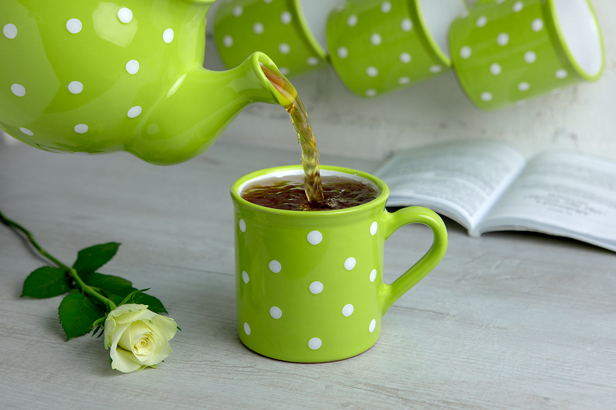Lime Green and White Polka Dot Spotty Handmade Hand Painted Ceramic Extra Large 17.5oz-500ml Hot Chocolate Coffee Tea Mug
