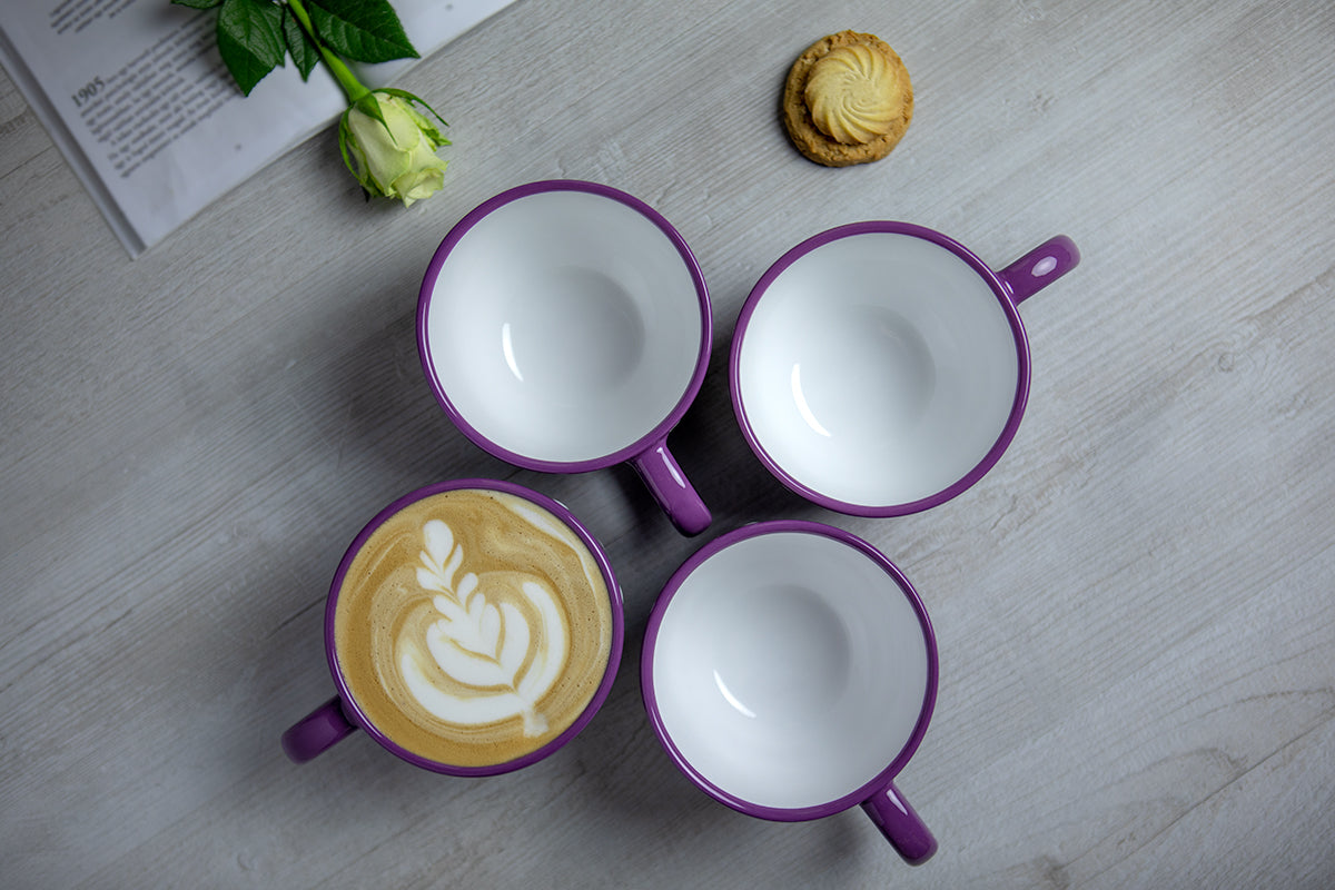 Purple And White Polka Dot Spotty Handmade Hand Painted Ceramic Extra Large 17.5oz-500ml Cappuccino Coffee Tea Soup Mug Cup