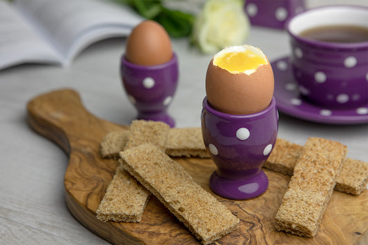 Purple And White Polka Dot Spotty Handmade Egg Cup Holder Set of 2